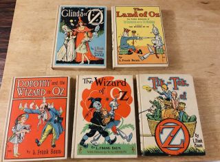 Set Of 5 Tik - Tok Of Oz Books By L.  Frank Baum Illustr.  John Neill Hard Cover