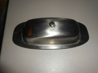 Vintage Raimond 18 - 8 Stainless Steel Butter Dish With Glass Tray Italy