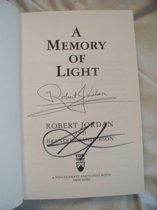 A Memory Of Light 1st/1st Double Signed By Robert Jordan & Brandon Sanderson