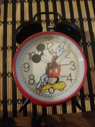 Vintage Sunbeam Disney Mickey Mouse Windup Double Bell Alarm Clock Read Descript