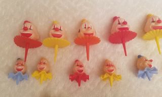 Vintage Wilton Clown Circus Train Balloons Cake Toppers Decorations Party Retro 5