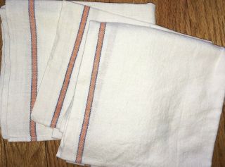 3 Vintage Canon Blue Orange Linen Dish Cloths Towels Orange Blue