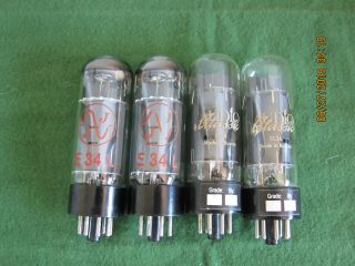 (2) Jj Power Vacuum Tube,  E34l 7 Pin,  (2) Audio Classic El34,  8 Pin Russia
