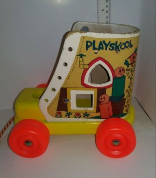 Vintage Fisher Price Playskool Pull Toy / Old Woman Who Lived In A Shoe Shapes
