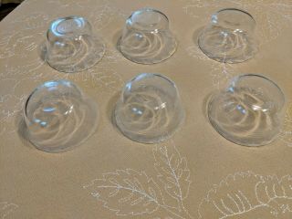 Set of 6 VINTAGE CLEAR PYREX CUSTARD CUPS 6 oz Scalloped 3 Ring 463 Prep Bowls 3