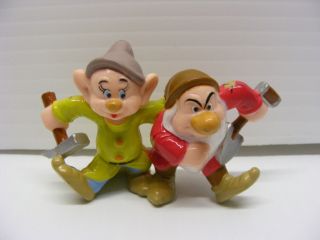 Vintage Walt Disney Snow White Dopey & Grumpy Pvc Figure Applause Decopac1980s