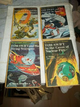 4 Tom Swift Bks No 5 - 8 Atomic Blaster,  Outpost Space,  Seacopter,  Fire,