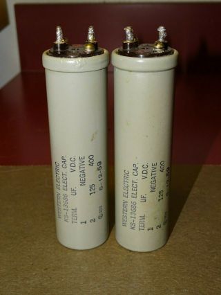 Pair,  Western Electric Ks 13686 Filter Capacitors,  125 Mfd At 400 V,  Good