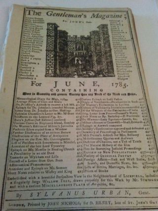 June 1785 Gentlemans Mag W 2 Plates - Congress Meets In Ny,  John Adams Meets Queen