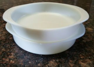 Set Of 2 Vintage Pyrex Round White 8 Inch Cake Pans Or Casserole