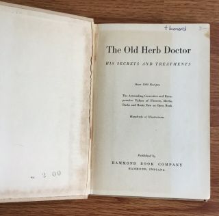 The Old Herb Doctor 1941 Book Herbal Medicine Treatments / Hammond / Illustrated 2