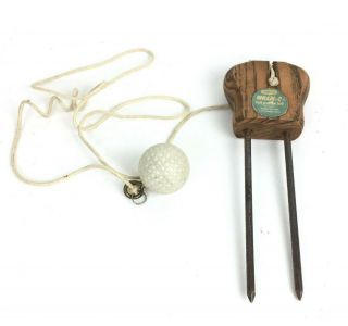 Wamo Whamo Golf Practice Ball With Vintage Ball Holder Patent Pending Complete