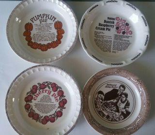 Royal China & Watkins - Vintage Pottery Recipe Pie Plates & Norman Rockwell