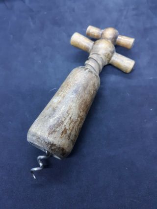 Vintage Wooden Corkscrew Wine Bottle Opener Cork Puller