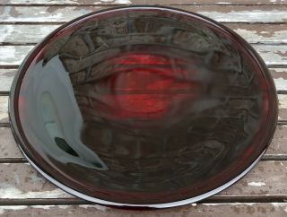 Vintage Ruby Red Glass 12.  5” Round Cake Plate Platter