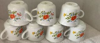 Set Of 7 Vintage Corning Ware Corelle Wildflower Tea Coffee Cups Mugs