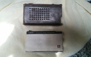 Vintage Matsushita 2 Band Radio Model T - 41 W/ Leather Case 8 Transistor,  2 Diodes