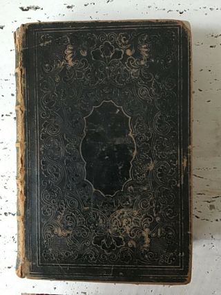 Holy Bible,  1851,  York American Bible Society,  Leather - Bound,  Vg.