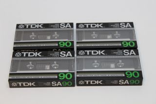 4 TDK SA90 Blank Cassette Tapes High Bias Type II Green 2