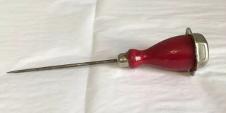 Vintage Ice Pick Chipper W/red Painted Wood Handle