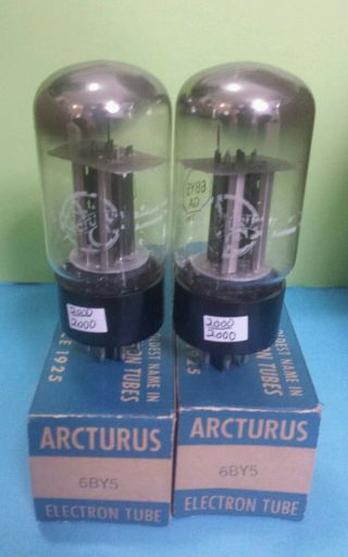 2 Matching Arcturus 6by5 Ga Vacuum Tubes Good On Calibrated Hickok