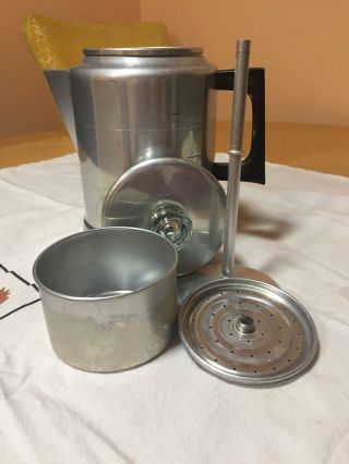 Vintage 9 Cup Comet Aluminum Stove Top Coffee Maker Percolator Pot Camping Usa