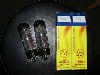 Matched Pair (2) Jj Electronic E34l Vacuum Power Tubes Rated 25 Pre - Owned