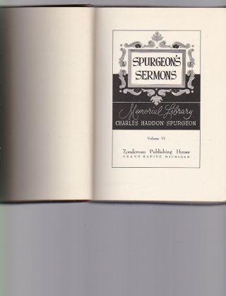 (Charles Haddon) Spurgeon ' s Sermons,  Memorial Library,  vol.  6 only of 20 ca 1950 2
