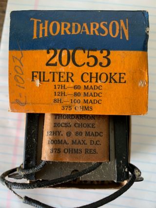 Nos Nib Thordarson 20c53 Filter Choke Transformer 12h 80ma 375ohm