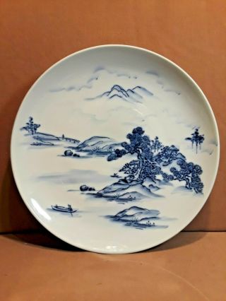Antique Vintage Chinese Porcelain Blue And White Charger Platter 13 1/2 "