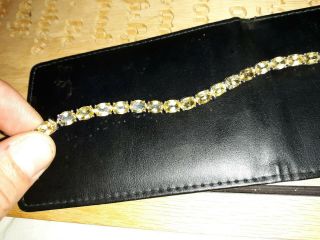 Vintage 925 Sterling Silver Tennis Bracelet 8  Citrine Honey Opal