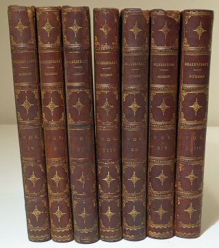 1881 Of William Shakespeare 7 Volumes,  Fine Leather Binding