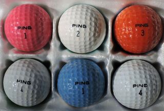 6 Vintage Ping Golf Balls - All Different Colors