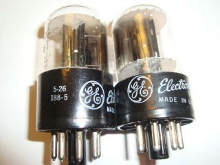 One Matched Pair 6X5GT Tubes,  By GE,  One Short Base,  One Long Base,  NIB 2