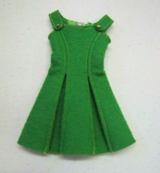Vtg 1965 Barbie Skipper Doll 1922 " Town Togs " Green Felt Pleated Jumper Dress