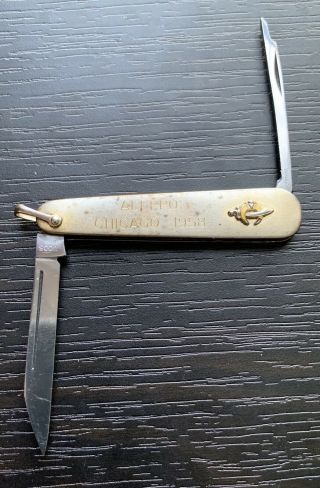 Vintage Voos Aleppo Chicago 1958 Gold Tone Gentlemans Pocket Knife