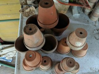 Terra Cotta Clay Pots Flower Pots Vintage 3