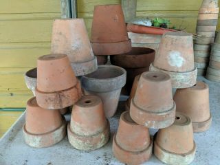 Terra Cotta Clay Pots Flower Pots Vintage 4