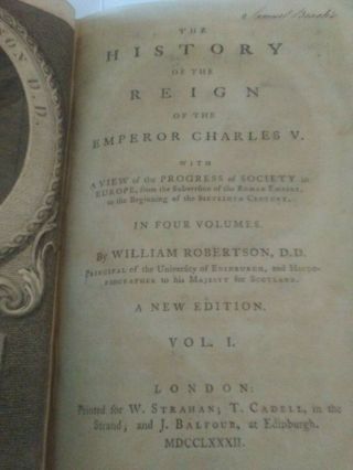 1782 dedicated to King George III - The History of the Reign of Charles V Volume I 5
