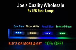 (25) Blue/warm White Leds 8v Fuse Lamps Receiver/vintage/2226 2250 2385 4240