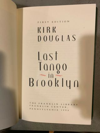 Franklin Library Last Tango in Brooklyn - Kirk Douglas SIGNED 1st Edition 3