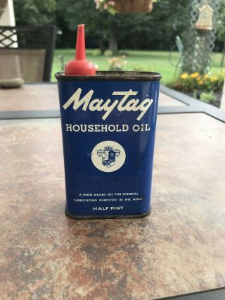 Vintage Maytag Newton,  Iowa Half Pint Household Oil Can Red Spout