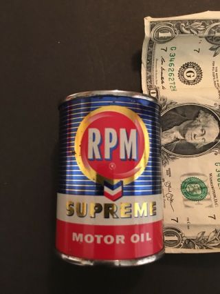 Vintage Nos Rpm Supreme Motor Oil Tin Bank