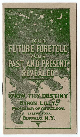 1907 Astrology Advertising Booklet Professor Byron Lilly Buffalo Ny
