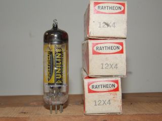 4 Raytheon Uniline U.  S.  12x4 Nos/nib Vacuum Tubes And Guaranteed