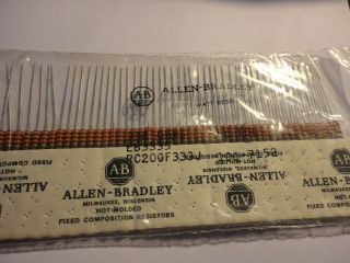 50pcs Allen Bradley 33k - 1/2watt - 5 Carbon Comp.  Resistor