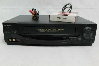 Sharp Vc - H812 Vcr Player 4 Head Hi - Fi Stero/rapid Rewind With Wires & 1 Vhs Tape