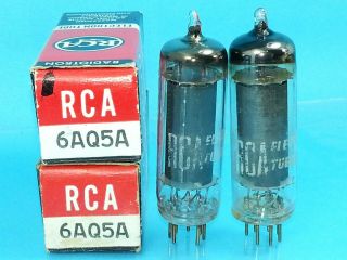Rca 6aq5 A 6hg5 Nos Nib Vacuum Tube Match Pair Raunchy Tone 1950s Crisp Box