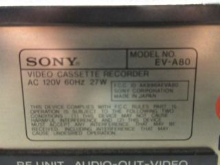 Sony EV - A80 Video 8 VCR Video Cassette Recorder Deck 5