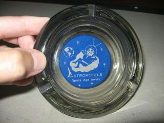 Vintage Advertising Glass Ashtray Astromotels Space Age Luxury Circa 1960